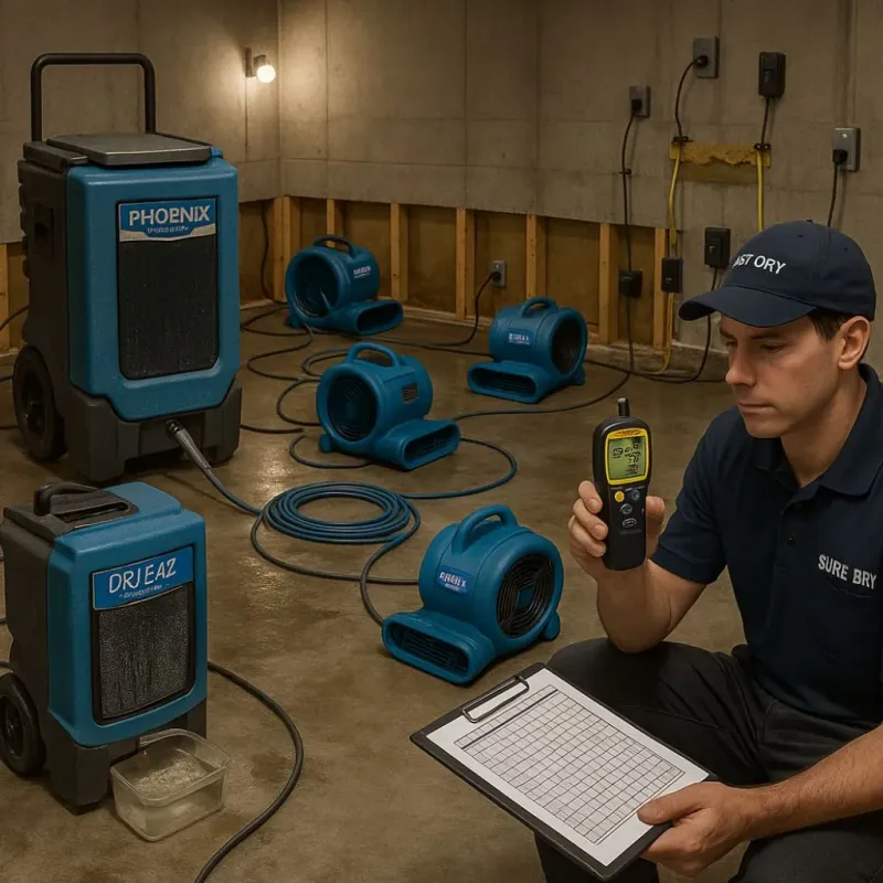 Structural Drying and Dehumidification process in Butler, NJ
